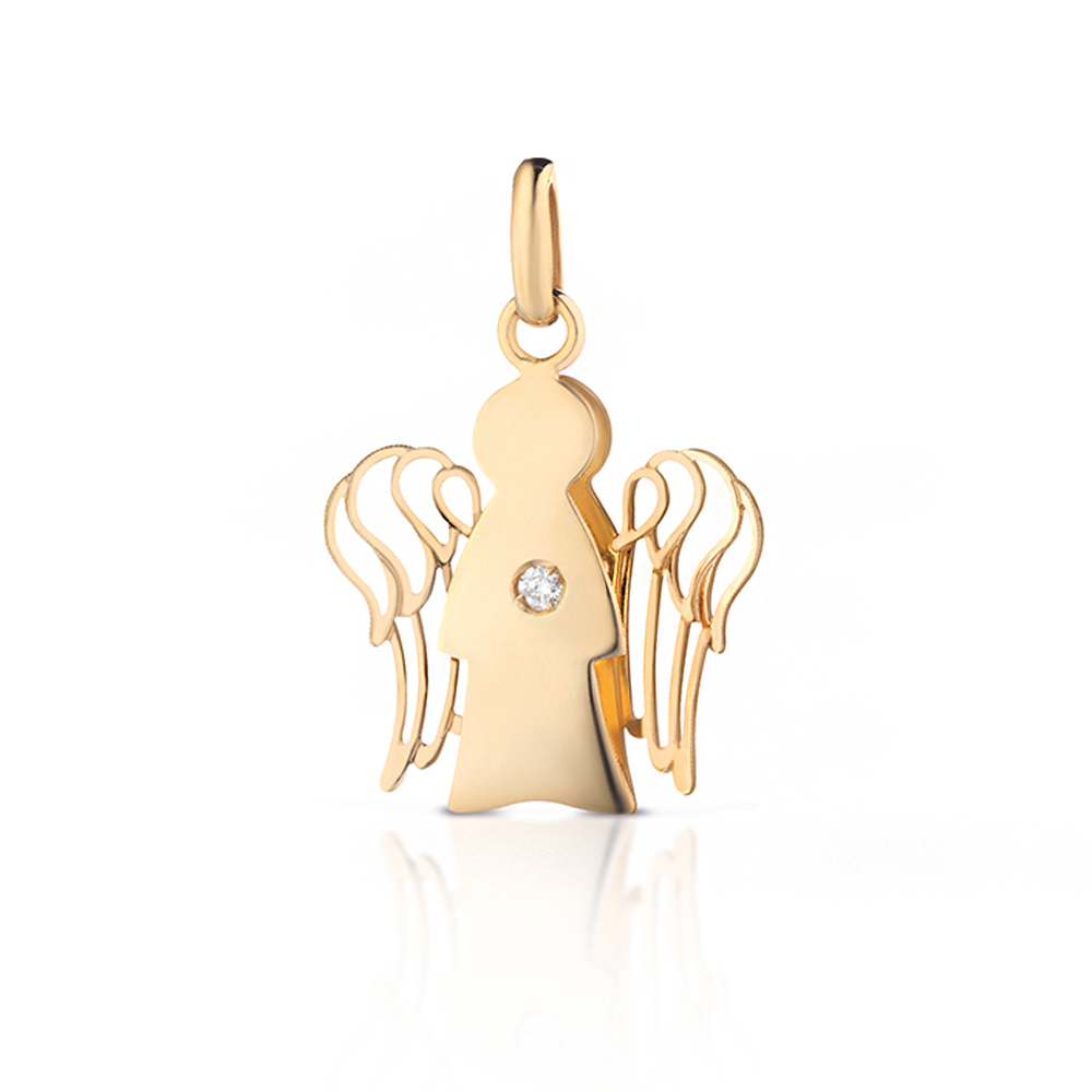 Pendente Angelo Mini in oro giallo con diamante 0,01ct Roberto Giannotti PZ644 