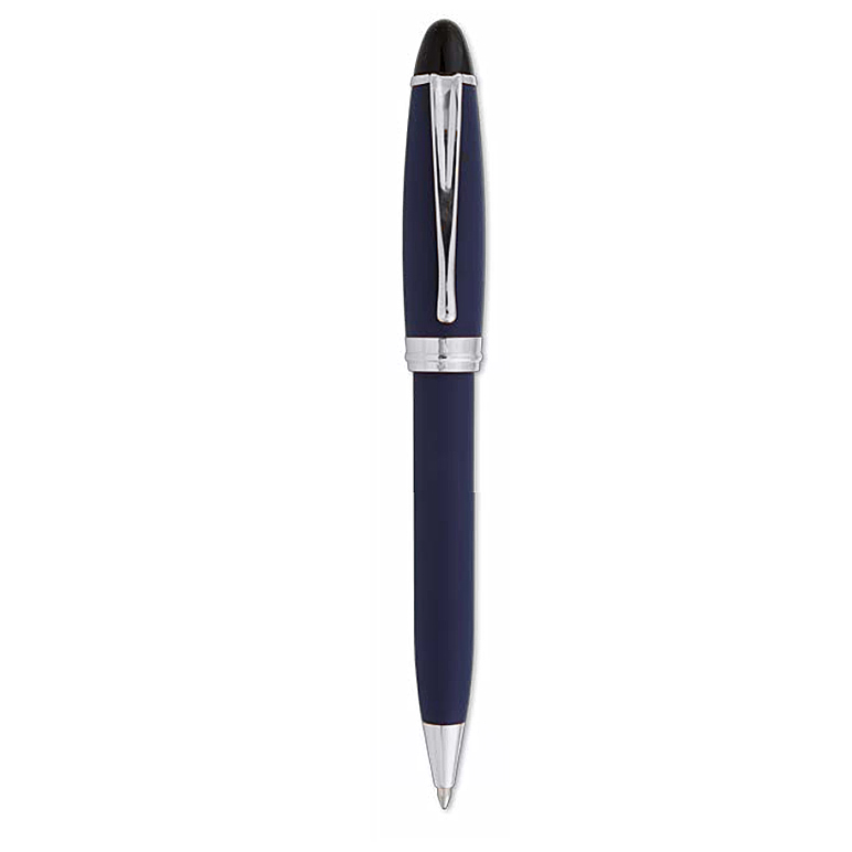 Penna a sfera resina Blu finiture cromate Aurora Silver con confezione 