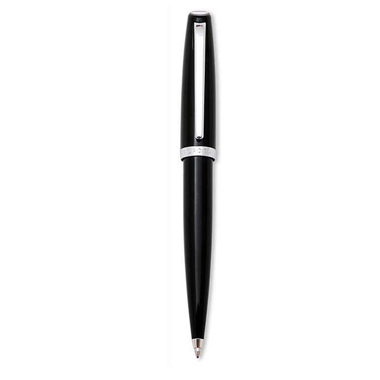 Penna a sfera resina Nera finiture Cromate Aurora Style Resin con confezione 