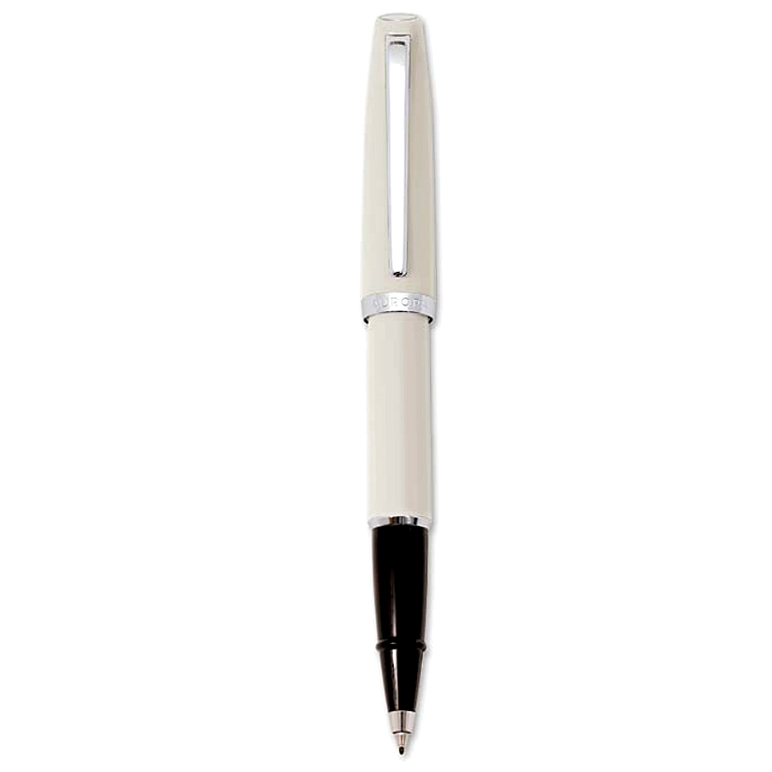 Penna Roller resina Bianca finiture cromate Aurora Style Resin con confezione 
