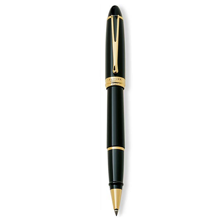 Penna Roller resina Nera finiture dorate Aurora Ipsilon de luxe con confezione 