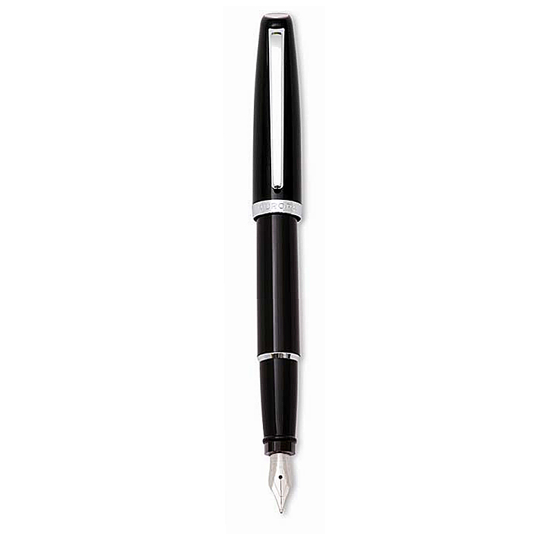 Penna Stilografica resina Nera finiture cromate Aurora Style Resin con confezione 