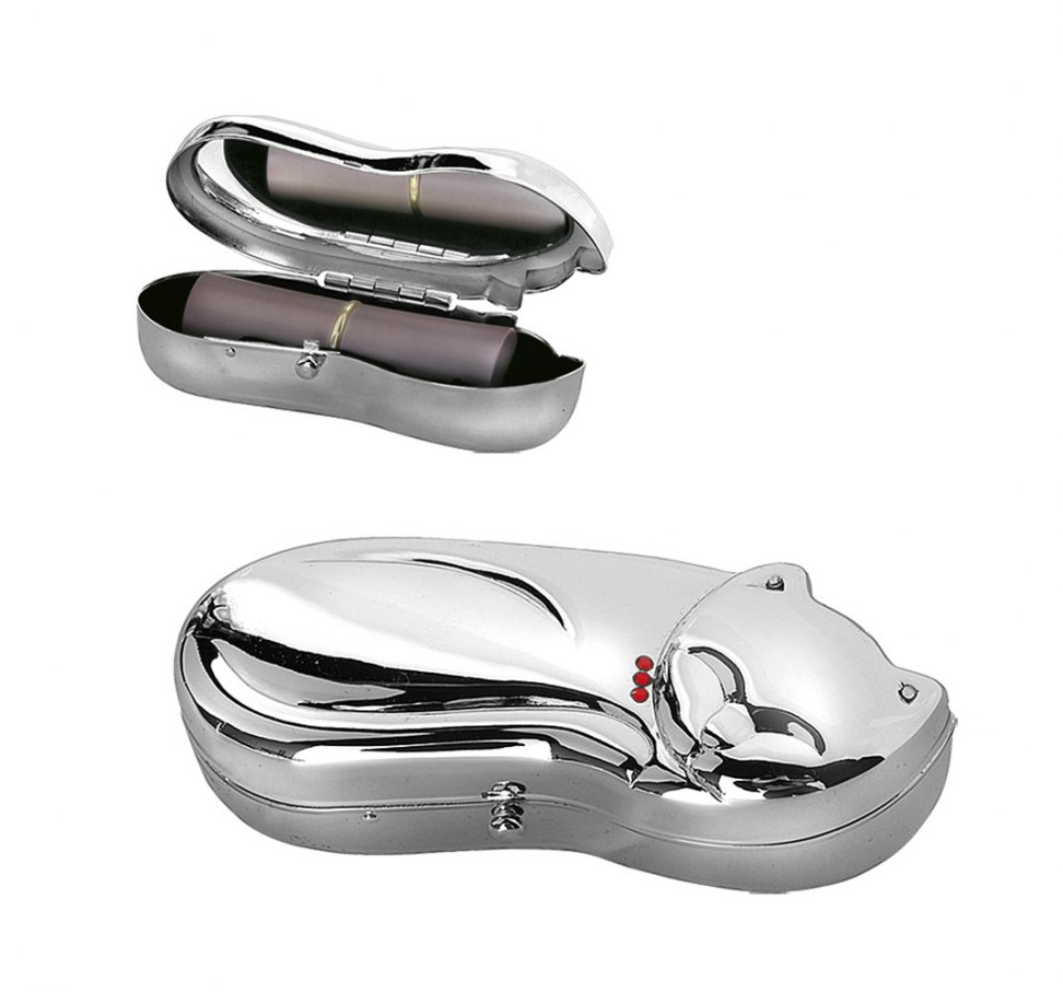 Porta rossetto da borsetta con specchio da donna laminato argento