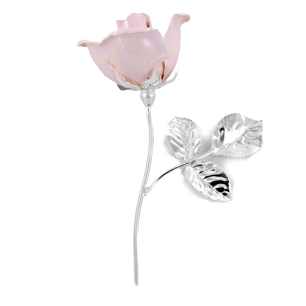Rosa profumata argentata 11 cm con smalto rosa