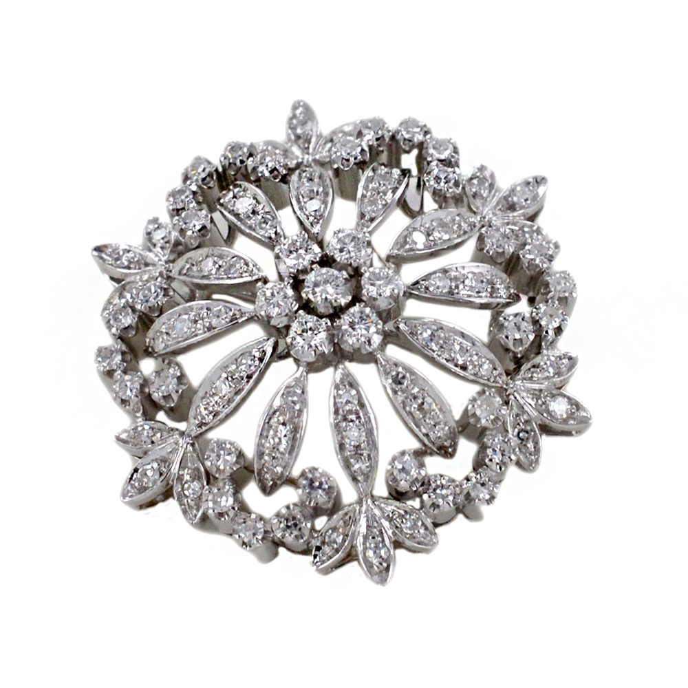 Spilla Vintage stile Antico a forma di fiore con Diamanti 