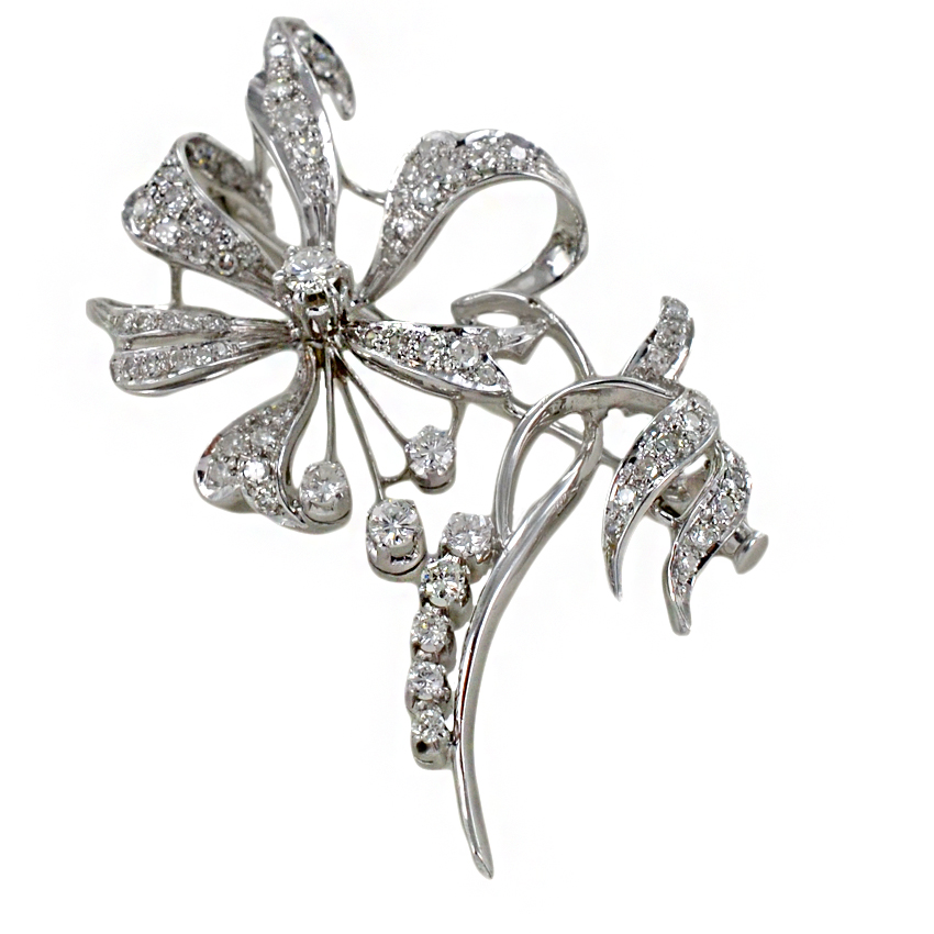 Spilla Vintage stile Antico a forma di fiore con Diamanti