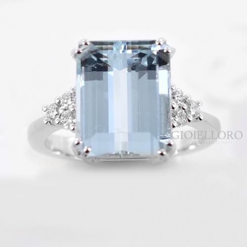 Anello acquamarina rettangolare online