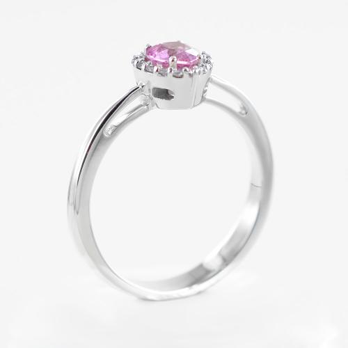 Anello Fidanzamento con Diamante Rosa a Cuore | Anello solitario
