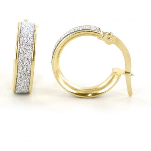 Orecchini A Cerchio Huggie Quadrati Con Cerniera In Due Tonalità Geometriche Personalizzate Per Donne Placcati In Oro 14K Su Argento Sterling .925 - Foto 3