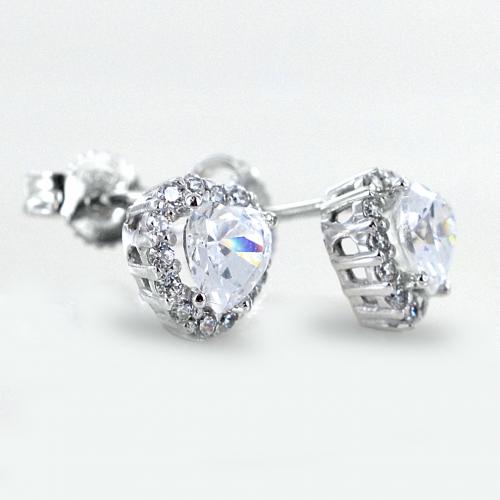 Orecchini A Perno In Oro Bianco 333 (8 Carati) Con Zirconi, Diametro Pietra 2 Mm, Eleganti E Semplici