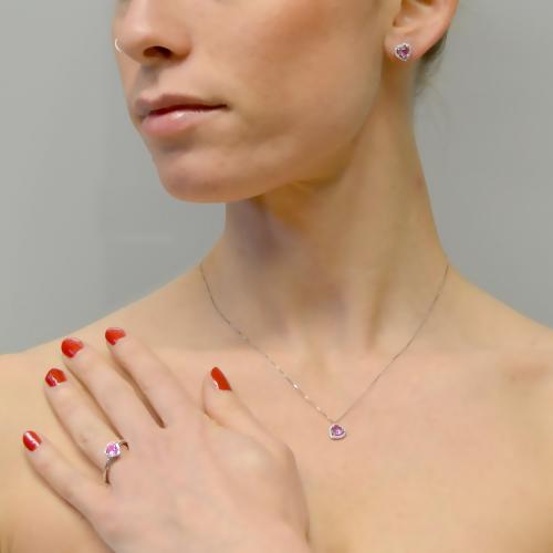 Orecchini pendenti fantasia in argento sterling con zaffiro rosa