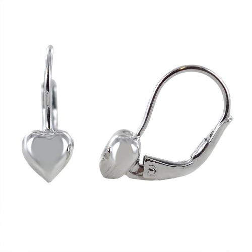 Orecchini Bimba Argento 925 Con Cuore Swarovski – Leverback Oro Bianco, 7 Mm, Per Bambine