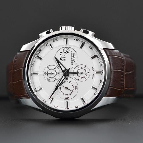Tissot Couturier Automatico T035.407.16.051.02 – Orologio Uomo Svizzero, Cassa In Acciaio 39mm, Quadrante Nero, Pelle, Powermatic 80