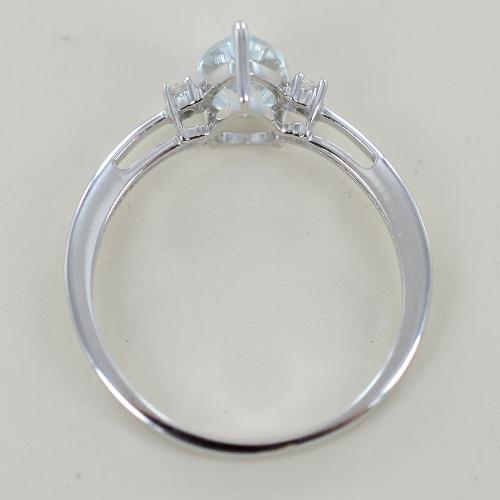 Anello Donna Argento 925 A Goccia D'acqua Con Zirconi AAA – Solitario Con Corona, Fascia Misura 4-9 - Foto 3