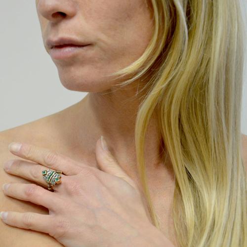 Anello anni 60 con smeraldi e diamanti Gioielloro La tua gioielleria onl