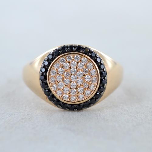 YAHOYA Anello di zircone Nero Naturale in Oro Rosa Fashion 2 File Onde Anelli per Donne Gioielli da Sposa Vintage