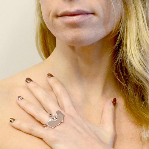 Anello cuore pendente con incisione shop