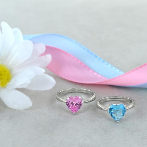 Anello con cuore in argento e zircone a cuore azzurro Gioielloro La tua