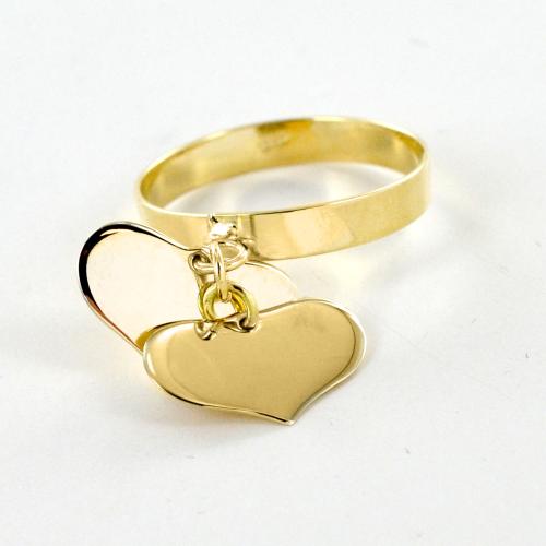 Anello con due ciondoli cuore in oro giallo Gioielloro La tua gioielleri