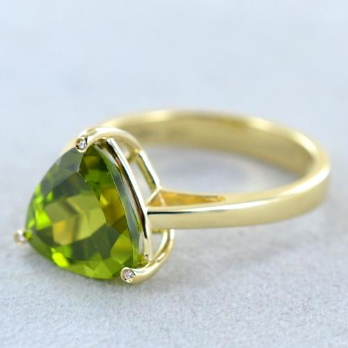 Anello Regolabile Donna Con Citrino Quadrato Verde E Peridoto – Placcato Platino – Fatto A Mano