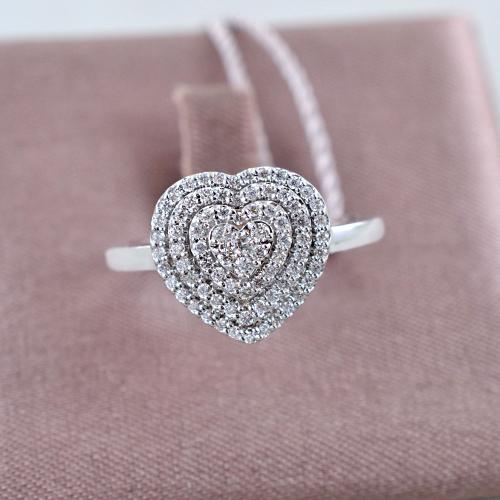 Anello cuore in oro bianco Salvini Gioielli collezione Bagliori contorno Gio