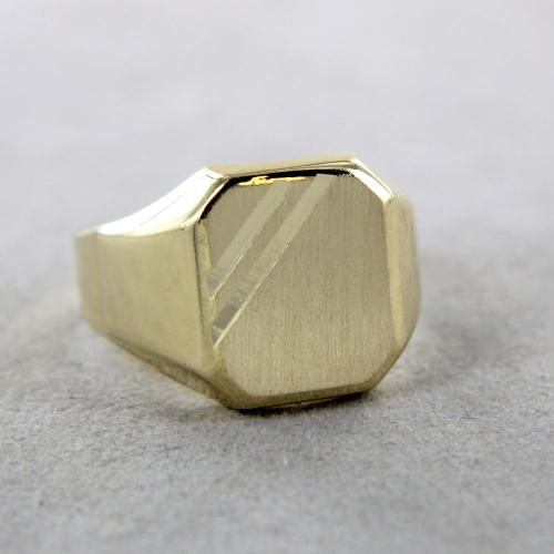 Anello Con Sigillo Per Uomo In Oro Massiccio 14k Due Colori &ndash; Mignolo Misura 11 &ndash; Fatto In Italia