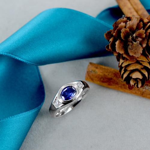 Anello da uomo in argento con zircone blu zaffiro Orsini Gioielli Gioielloro