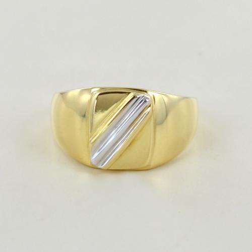 Anello da uomo scudo in oro giallo e bianco Gioielloro La