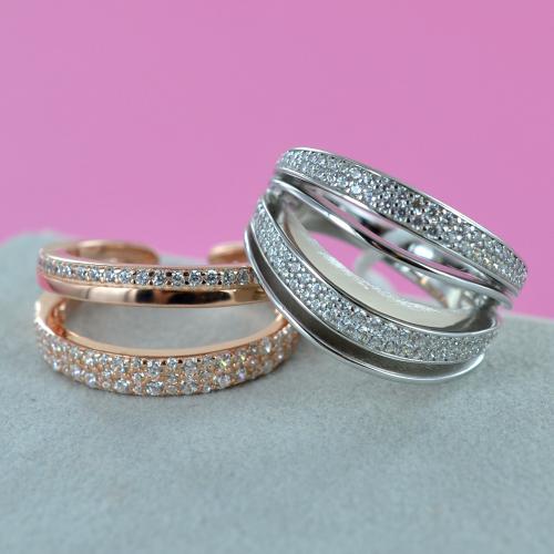 Anello In Argento 925 Bicolore Alla Moda Con Zircone Cubico - Foto 6