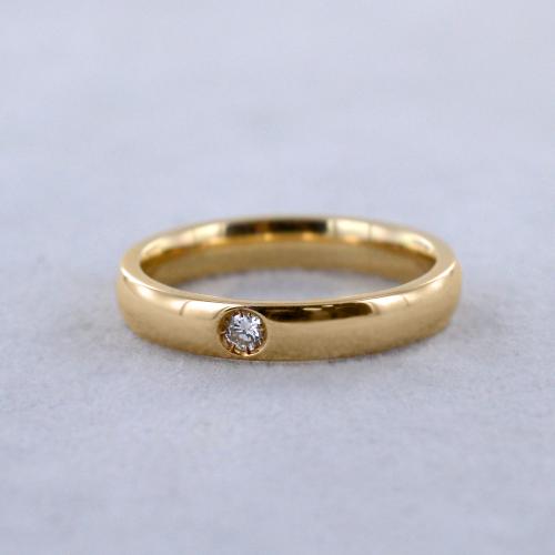 Anello fascia tipo fede con diamante in oro giallo misura 15