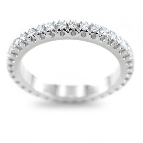 Anello Fede Eternity in oro bianco e diamanti ct 0.76 G VS
