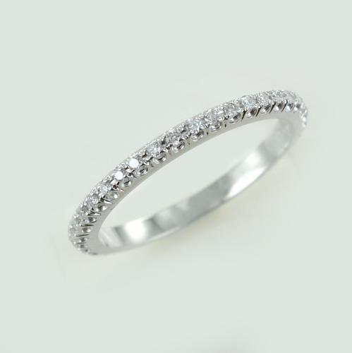 Anello Fede Eternity sottile in oro bianco e diamanti ct 0.25 G VS Gioielloro