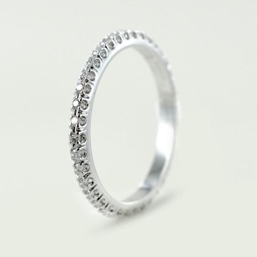 Anello Eternity Mezza Fede In Oro Bianco 9kt (375) Con Zirconie Cubiche - Larghezza 1mm, Taglia 53 (16,9 Mm) - Cod. JSK-254