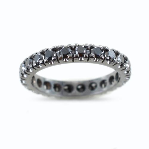 Anello fedina Eternity in oro e diamanti neri ct. 1 27
