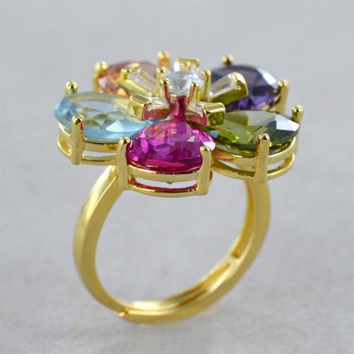 Set 6 Anelli Impilabili Donna – Fiori, Cristalli E Perle, Regolabili, Metallo Argento, Retrò