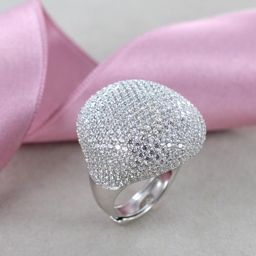 Collection Anello in argento Sterling placcato platino con zirconi infiniti e taglio Asscher al centro di ispirazione anticata, misura 6