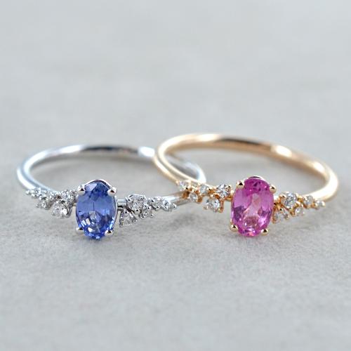 Anello In Oro Bianco 18kt Con Zaffiro Ovale Centrale E Doppio Giro Di Diamanti - Foto 3