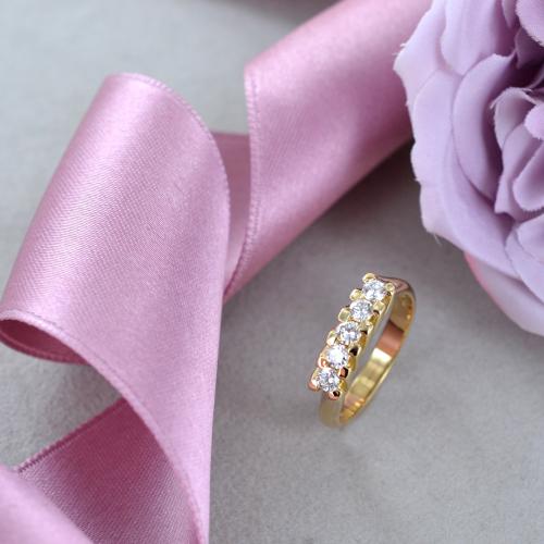 Anello Riviera 5 diamanti da mezzo carato in oro giallo Gioielloro La t