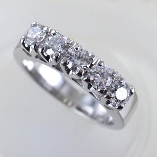 Anello Riviera a in oro e 5 diamanti da quasi un carato