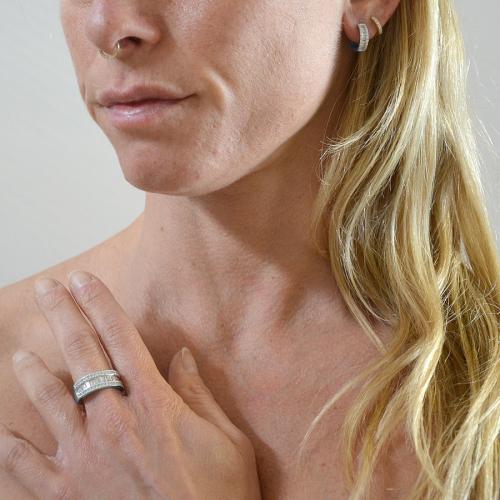 Anello In Argento 935 Con Zirconi Bianchi Taglio Baguette, Rotondo E Lacrima - Personalizzabile