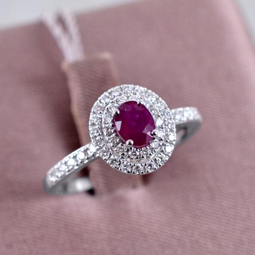 Anello Salvini collezione Dora Rubino con doppio contorno di diamanti Gioiell