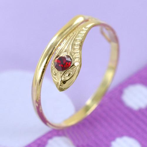 ANELLO SERPENTINA DA BAMBINA IN ORO GIALLO CON PIETRA ROSSA