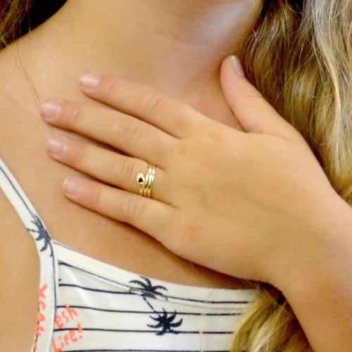 ANELLO SERPENTINA DA BAMBINA IN ORO GIALLO CON PIETRA ROSSA Gioielloro L