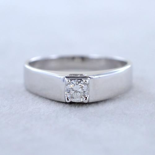 Anello solitario da uomo in oro bianco con diamante Gioielloro