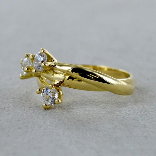 Anello trilogy intrecciato in oro giallo con zirconi Gioielloro