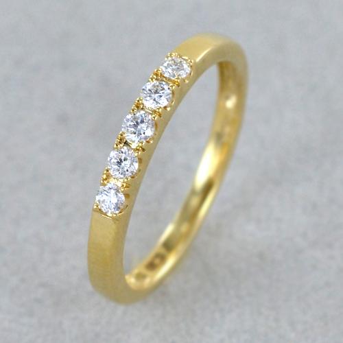 Anello Veretta in oro giallo e 5 diamanti Gioielli KAMINI