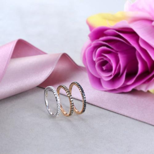 Anello Veretta in oro rosa e diamanti brown Gioielloro La