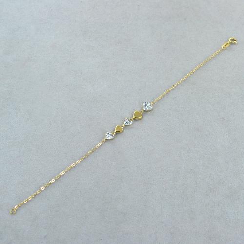 Bracciale a forma di cuore con zirconi cubici in oro giallo da 9
