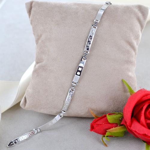 Bracciale con piastre targhe rettangolari da uomo oro bianco 20 cm Gioielloro