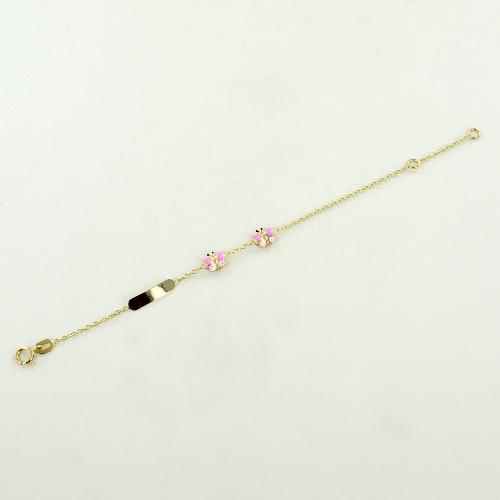 Monde Petit - Bracciale Donna Ragazza Oro Giallo 9K Fiori Zirconi Opachi Brillanti 18 cm - Scatola Regalo - Certificato di garanzia